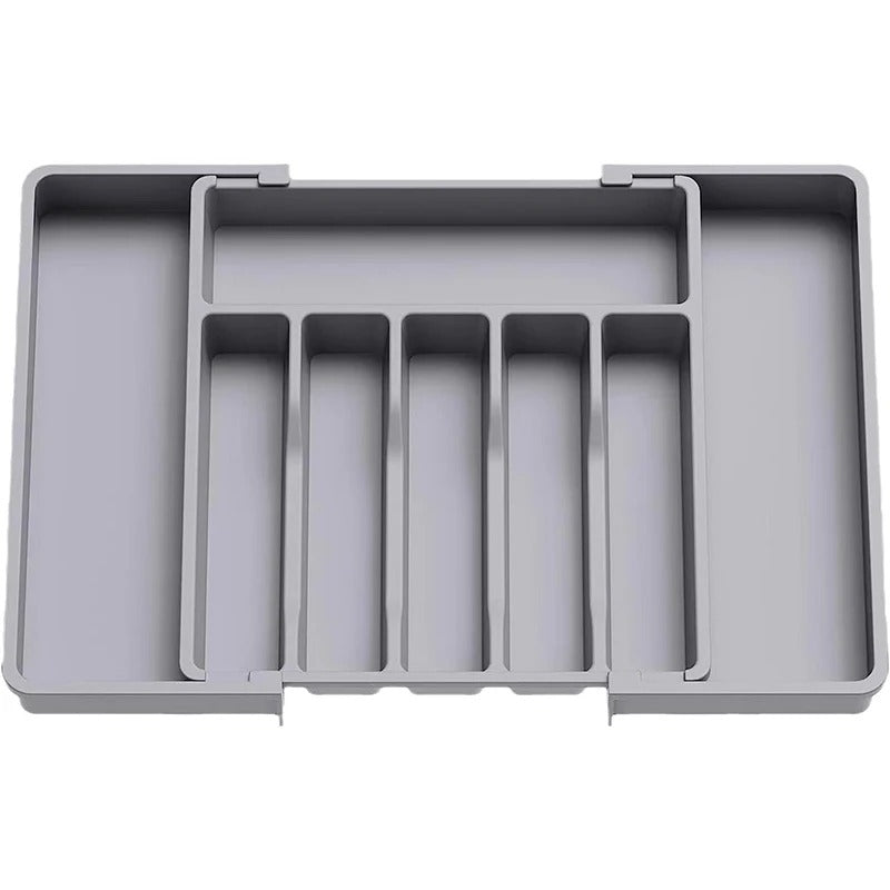 Organisateur de tiroir gris rangement couverts cuisine