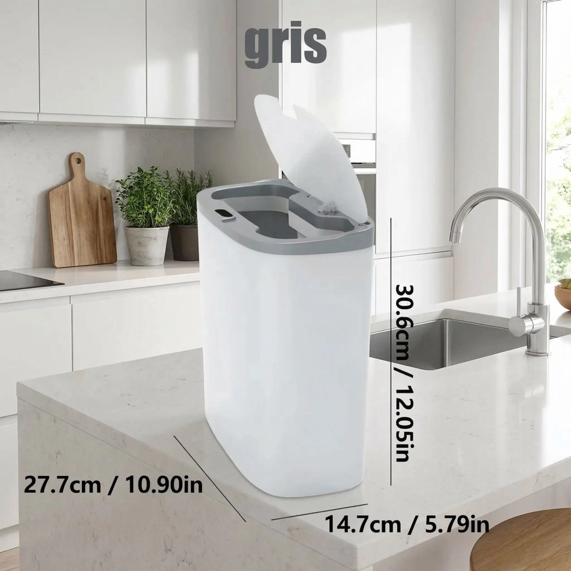 Poubelle de cuisine automatique hermétique gris