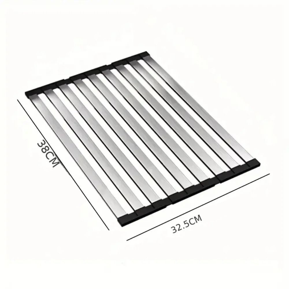 Égouttoir évier pliable inox petit 38x32 cm rangement cuisine