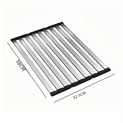 Égouttoir évier pliable inox petit 38x32 cm rangement cuisine