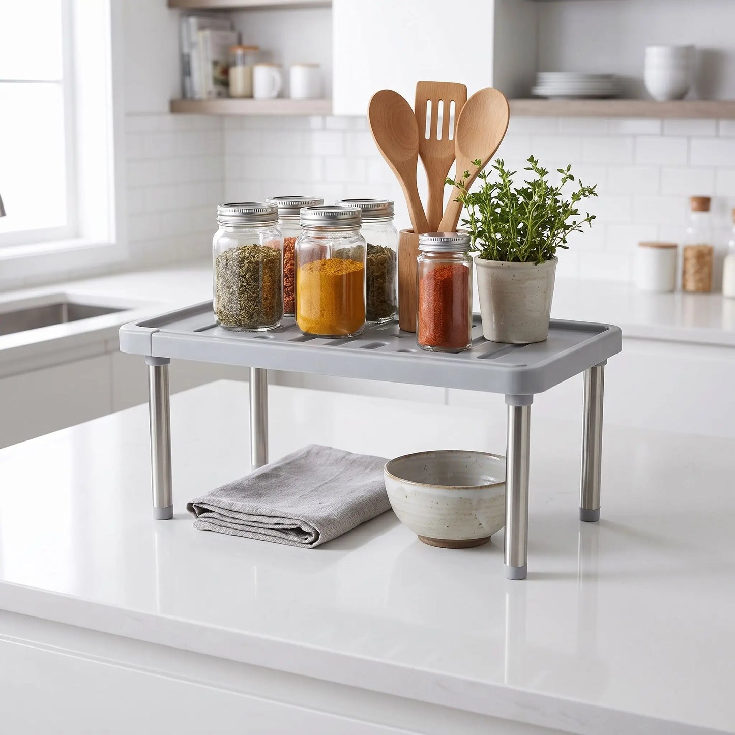 etagere placard cuisine plateau à fentes pieds acier inoxydable coussinets antidérapants