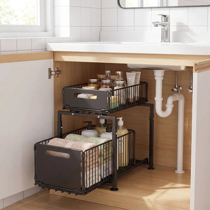 Organisateur coulissant cuisine sous lavabo salle de bain