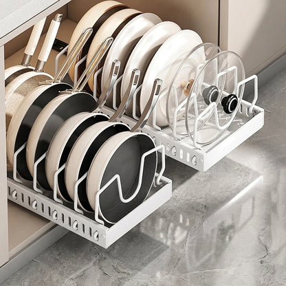 Organisateur de casseroles blanc avec séparateurs lot de 2