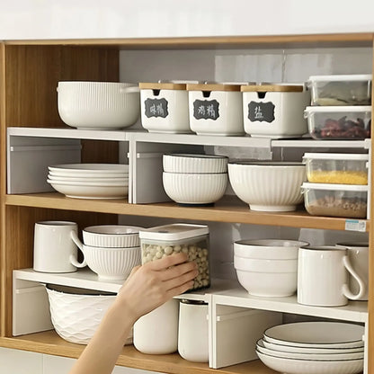 Organisateur placard cuisine extensible blanc vue ensemble
