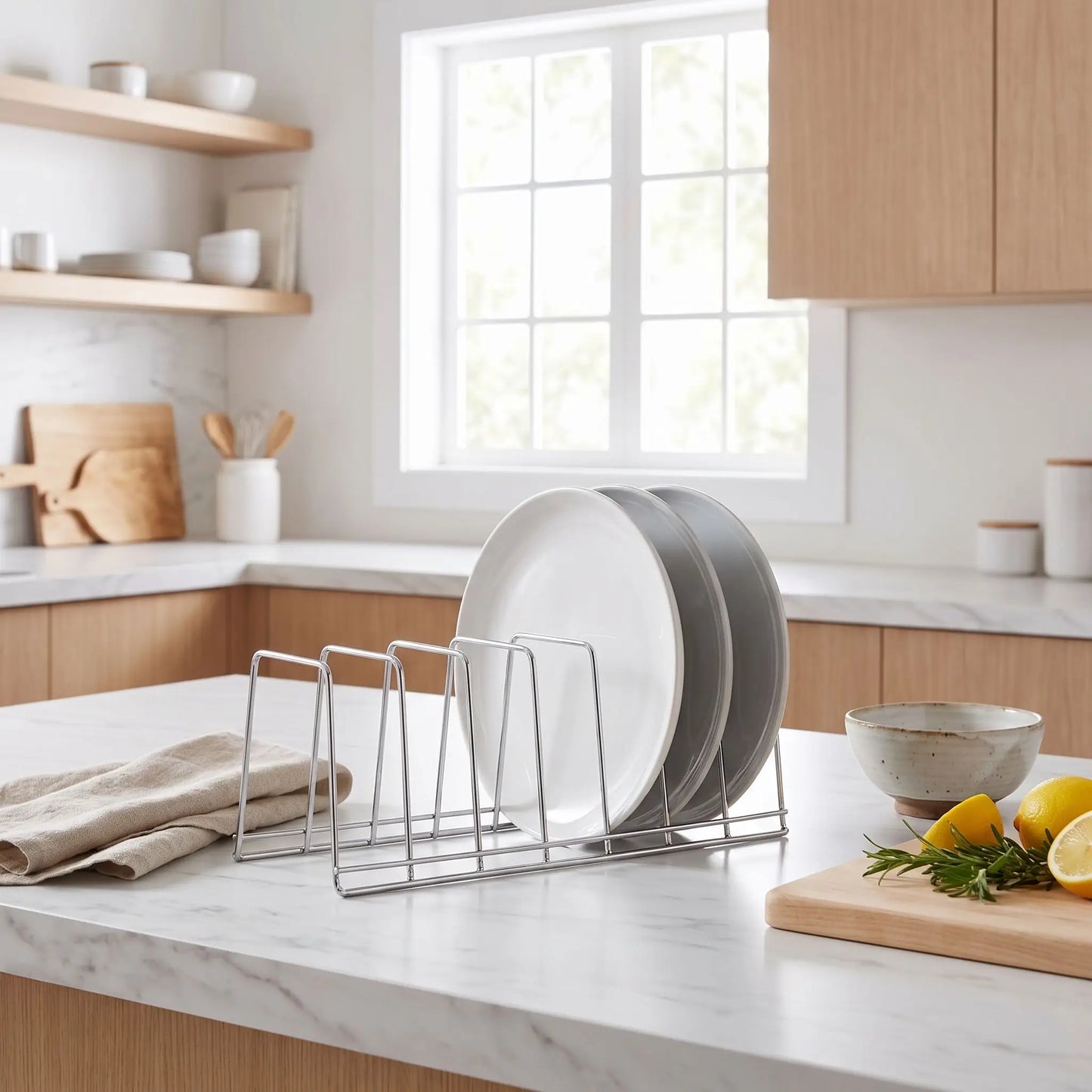 porte assiette inox version haute pour assiettes plates fond neutre