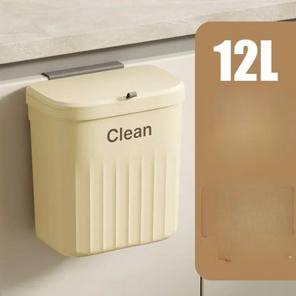 poubelle murale beige 12L avec couvercle