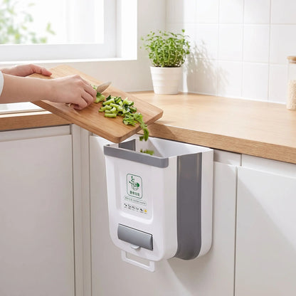 Poubelle murale pliante blanche fixée porte placard cuisine
