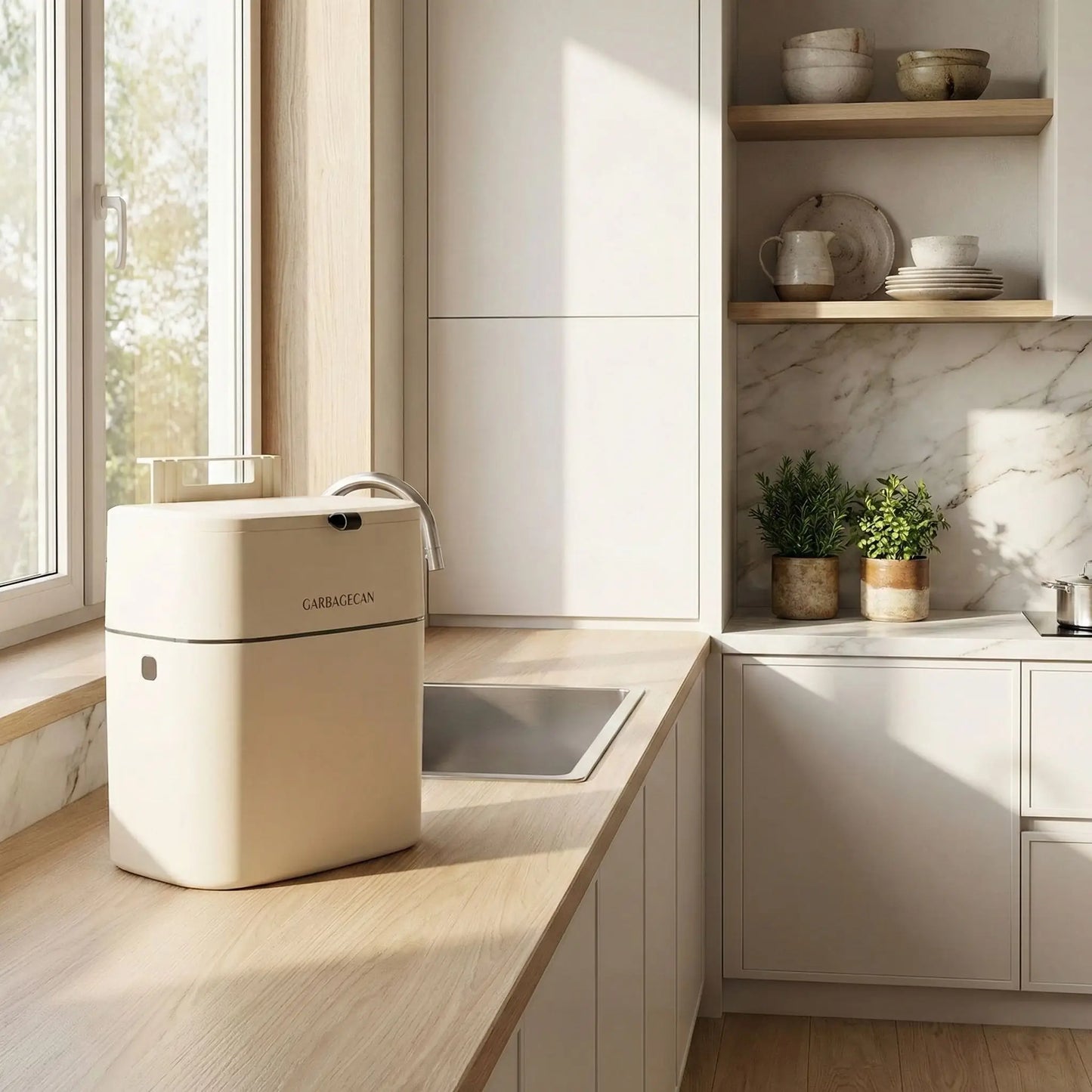 poubelle sous évier robuste blanche
