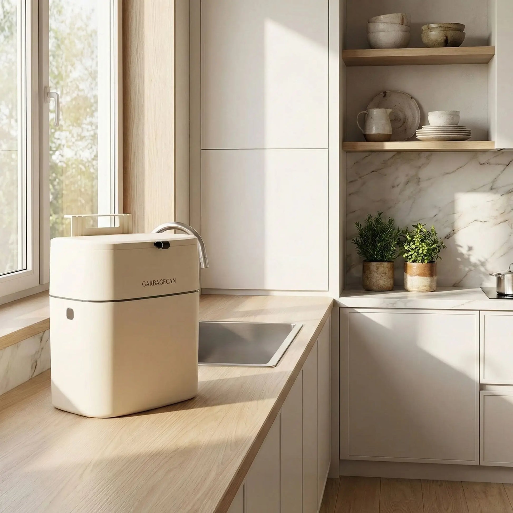 poubelle sous évier robuste blanche