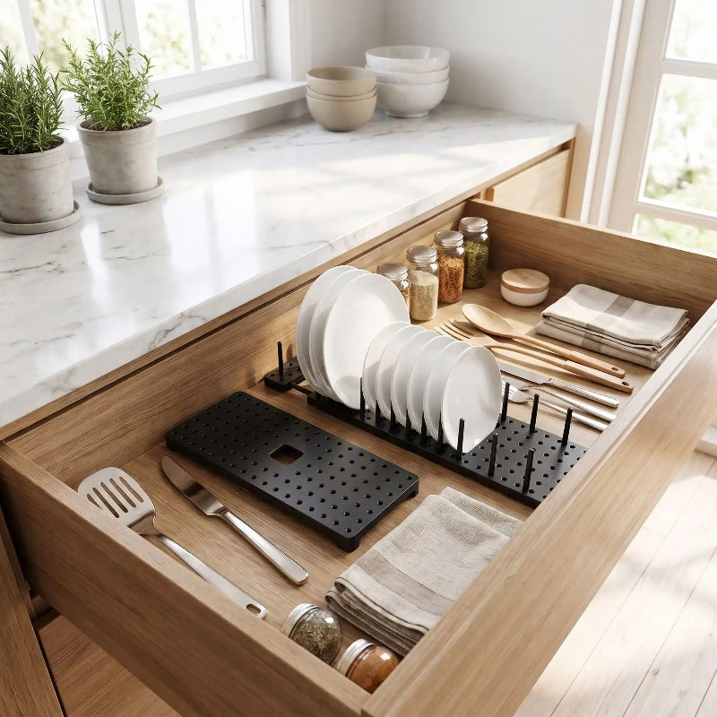 Range assiette retracte et etendu comparaison longueur