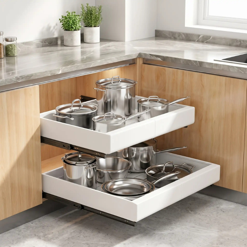 rangement coulissant cuisine tablette tirée meuble