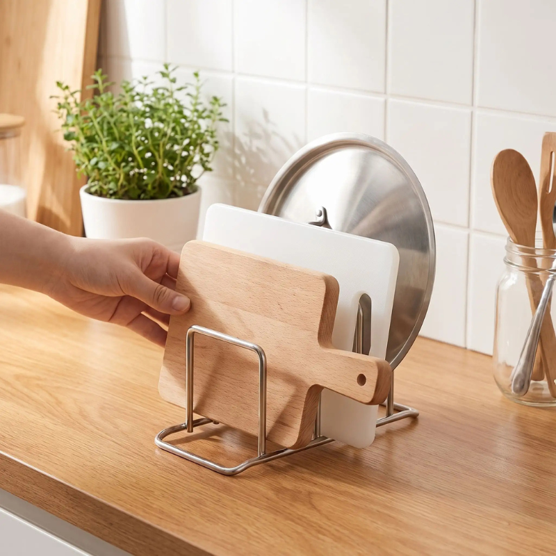 Support planche a decouper planches separees debout inox