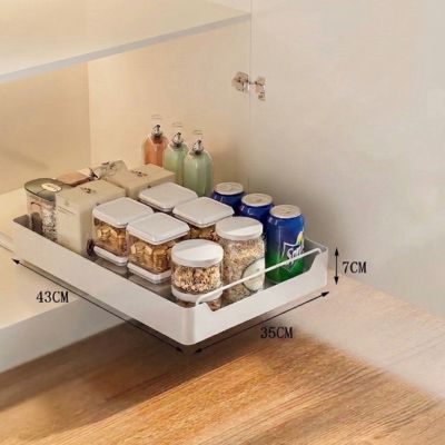 Tiroir coulissant cuisine blanc 35 cm extraction totale Slidova