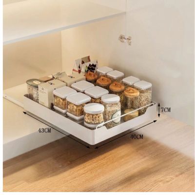 Tiroir coulissant cuisine blanc 40 cm extraction totale Slidova