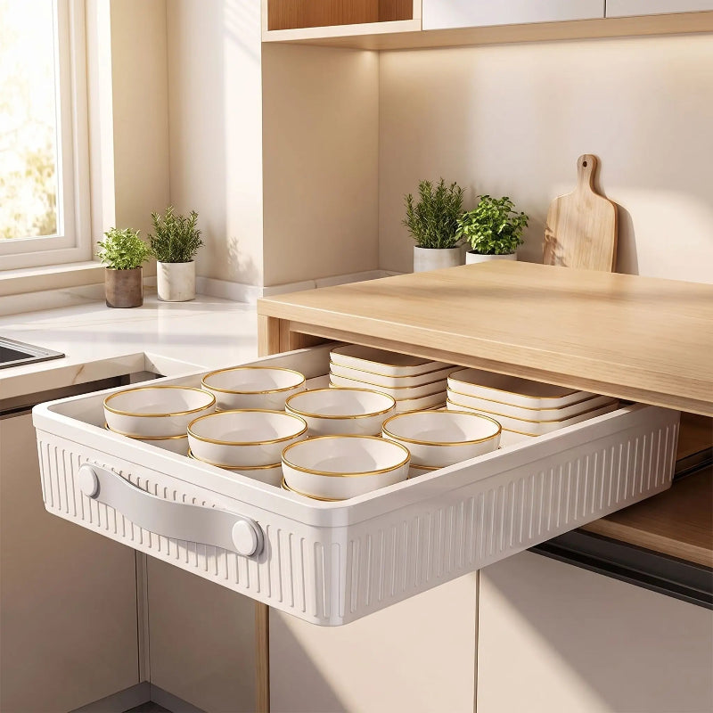 tiroir coulissant pour placard bols assiettes ranges