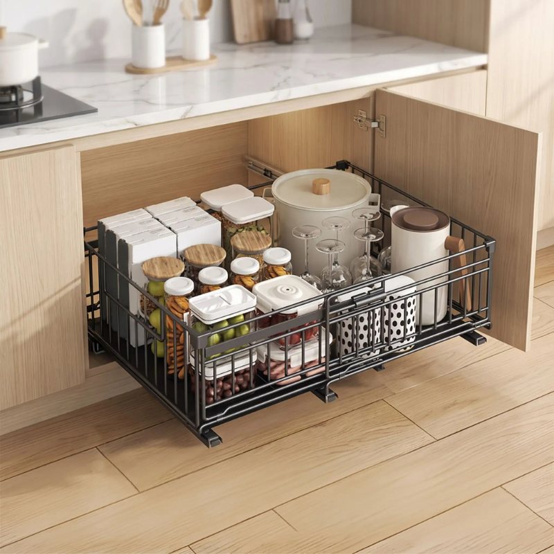 tiroir coulissant pour placard sorti meuble cuisine bois